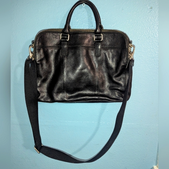 Fossil Other - Fossil Black Leather Men's Bag Briefcase